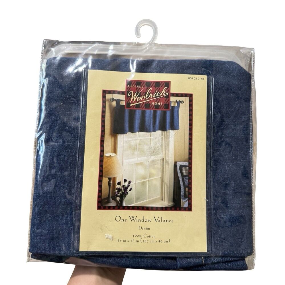 Vintage Woolrich Blue Denim One Window Valance 54" x 18" Cotton NIP NOS